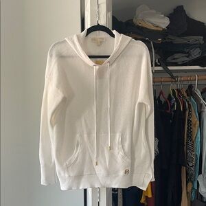 NWT- Michael Kors White Hoodie with Gold Details